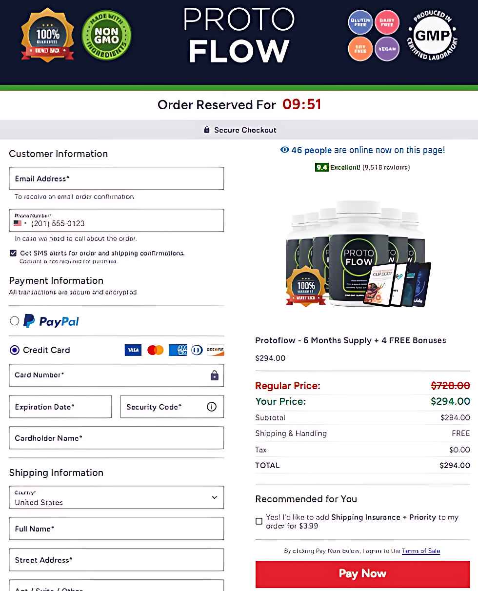 ProtoFlow order page